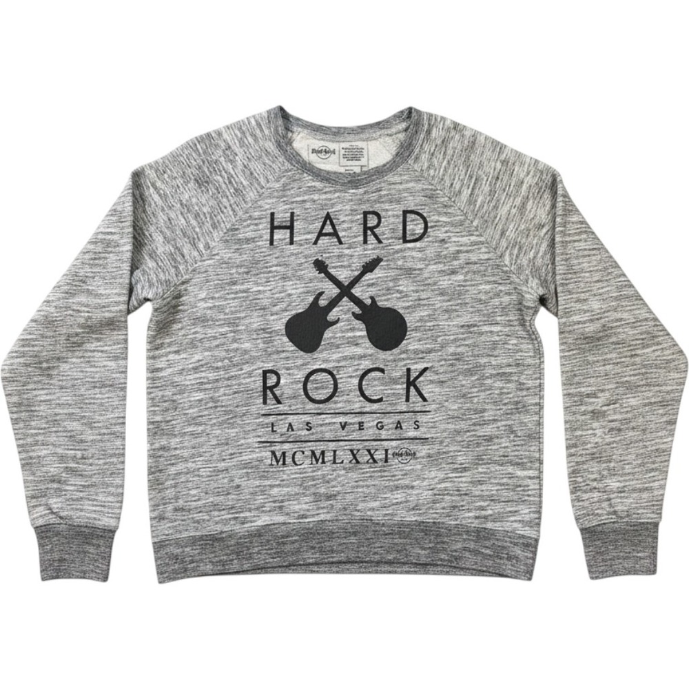 Hard Rock Cafe Las Vegas Sweatshirt Gray Space Dye Back Zip Graphic Large